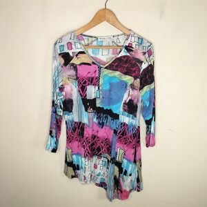 Patchington Abstract Colorful Tunic Asymmetric Hem Art